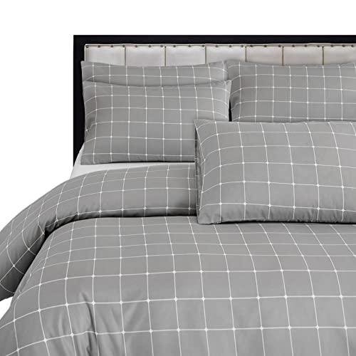 LAZZARO - Juego de funda de edredón para cama individual y 1 funda de almohada de fácil cuidado, 135 x 200 cm, color gris claro
