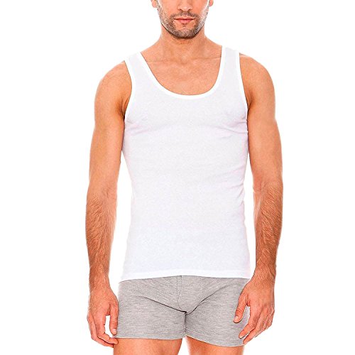 Abanderado Pack Camiseta Clásico Algodón, Camiseta de Tirantes para Hombre, Blanco, L