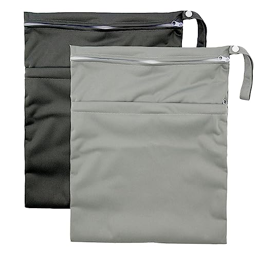 Goorder Bolsa para Pañales de Bebé de 2 Piezas, Bolsa Impermeable de Tela, Reutilizable Organizador de Pañales Bolsa Colgante con Cremallera para Natación, Camping, Viajes, Gimnasio, Playa