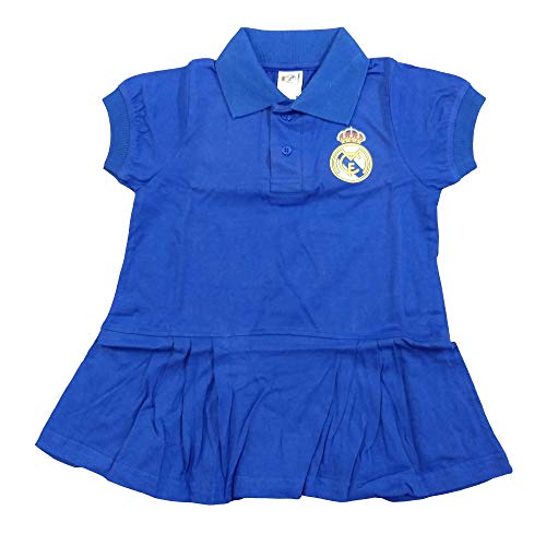 Vestido Real Madrid - Niña - Azul Marino - Producto Bajo Licencia - Personalizable Nombre (36-48 Meses)