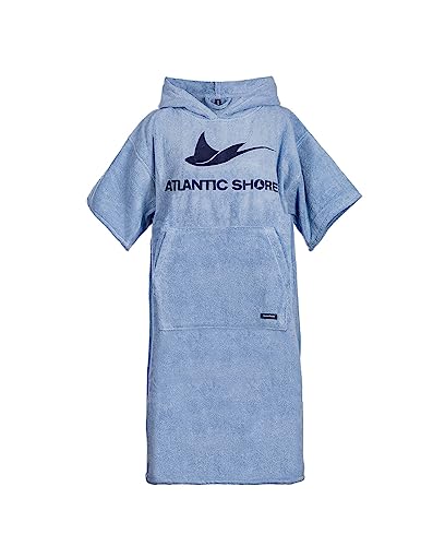 Atlantic Shore | Surfponcho (Unisex) ➤ Albornoz de algodón de primera calidad ➤ Azul claro ➤ Long
