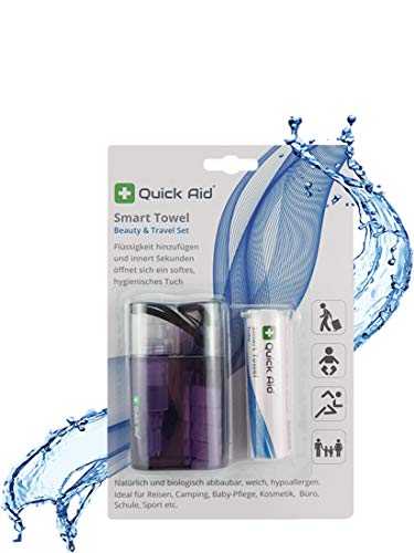 Quick Aid® Smart Towel Beauty & Travel Set – Compañero ideal para viajes, incluye 12 toallas comprimidas