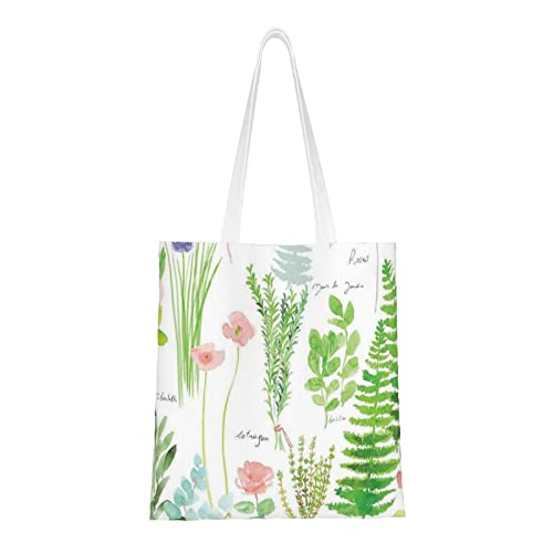 Green Clever Monkey - Bolsa de compras de lona para mujer, diseño de mono, Jardín de hierbas primaverales, Talla única