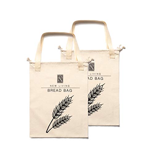Paquete de 2 bolsas de pan de lino natural | 2 bolsas de pan reutilizables con mango | Bolsa de almacenamiento de alimentos | Bolsas de almacenamiento de pan | 39 x 30 cm |