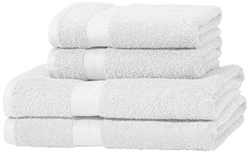 Amazon Basics colores resistentes toallita de bano 4 Unidad, 2 baño + 2 manos, color blanco, 70x 70