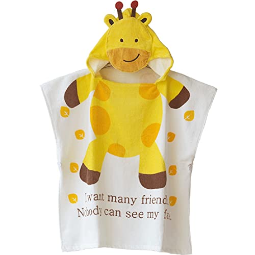 LOLANTA Toalla de baño con capucha de dinosaurio para niños, poncho de toalla de playa, 100% algodón (2-4 años, amarillo)