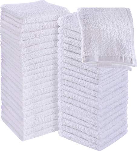 Utopia Towels - Juego de Toallas de Algodón - 100% Algodón Hilado en Anillos, Toallas Faciales De Primera Calidad, Muy Absorbentes Y Suaves (30 x 30 cm) (60 Paquetes, Blanco)