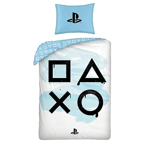 Juego de cama Playstation, funda nórdica de 140 x 200 cm, funda de almohada 100% algodón, certificado Öko-Tex Standard.