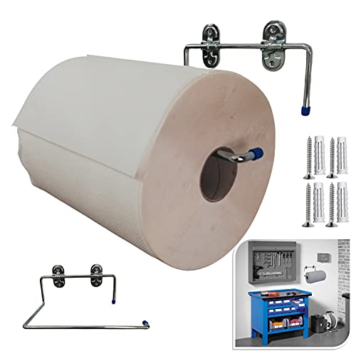 Parpyon® Nuevo Portarrollos industrial montado en la pared toallero baño para rollos secador ideal en cocina, garaje, gimnasio, para bobina de papel toallas desechables (Mod.4)