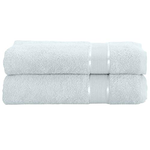 Mixibaby Juego de 2 toallas de invitados, toalla de ducha, toalla de sauna, algodón, 500 g/m², tamaño: 30 x 50 cm, color: azul claro