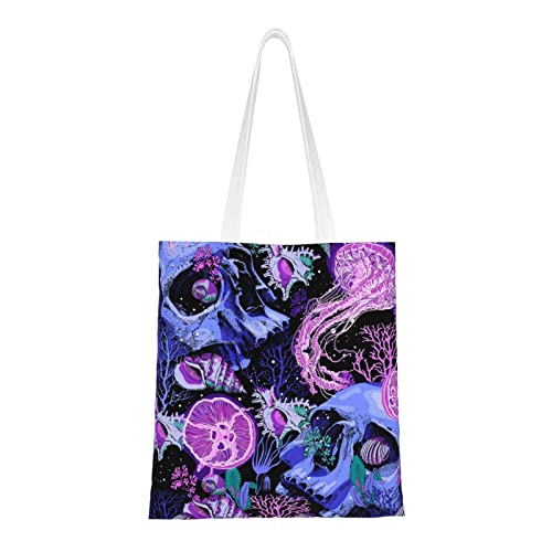 Moth Galaxy - Bolsas de lona para mujer, bolsas de comestibles reutilizables, bolsas de viaje para el trabajo, viajes y compras, Calavera mágica, Talla única