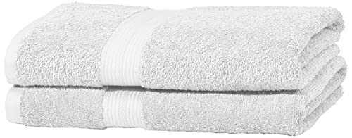 Amazon Basics Juego de toallas (colores resistentes), 2 Unidad, toalla de baño grandes, color blanco
