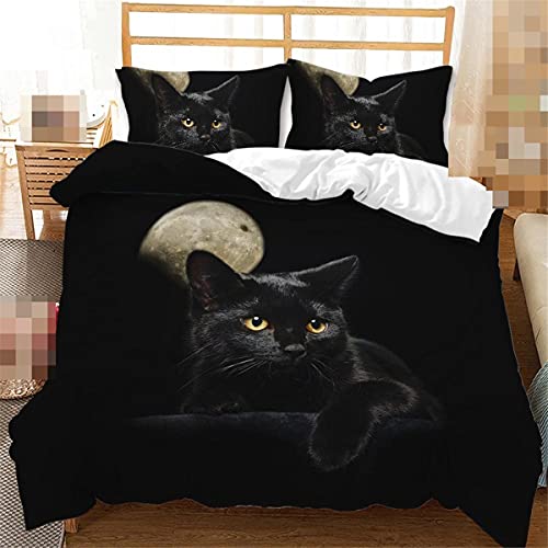 2/3 piezas de negro mascota gato cama doble tamaño king tamaño conjunto de cama 3D impresión edredón cubierta textil hogar