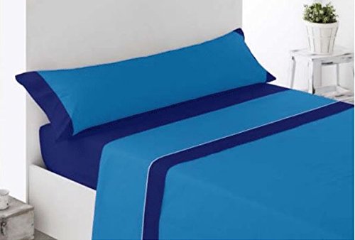 Energy Colors Textil - Excellent 105 - Juego SÁBANAS Completo 3 Piezas Verano Cama 105 x 190-200 cm (Marino Forte)