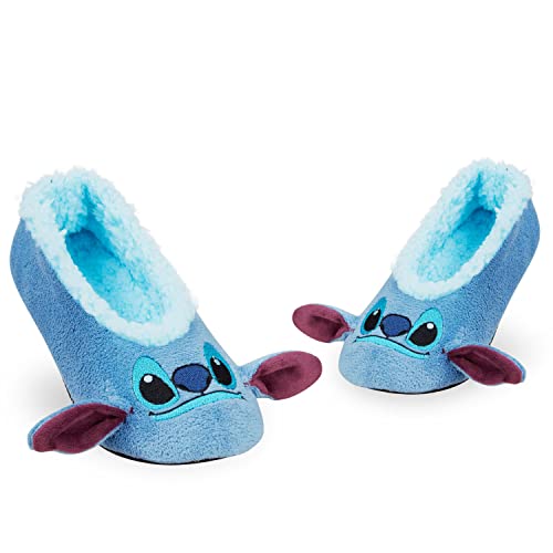 Disney Zapatillas Casa Mujer, Zapatillas Calcetin Mujer, Calcetines para Casa Stitch Minnie Mickey (35-38 EU, Azul Stitch, numeric_35)