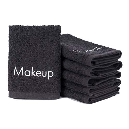 Toallas para quitar maquillaje, 6 unidades, algodón suave, color negro