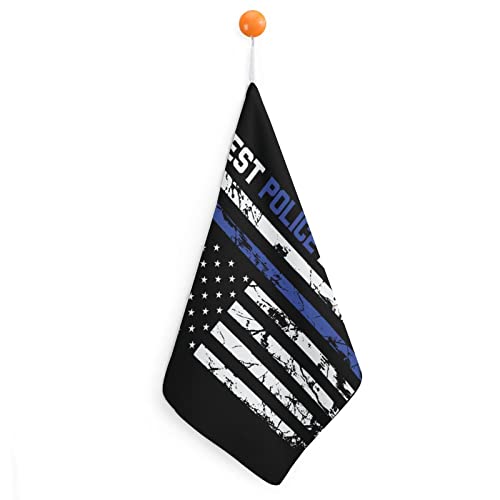 Best Police Dad Ever Blue Line - Toalla de mano con bandera americana suave con lazo para colgar para baño, cocina, hogar