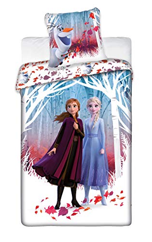 Disney Frozen 2 Girls Twin Bed Set - Frozen Queen Duvet Cover 55x78 in and Pillowcase 25x25 in