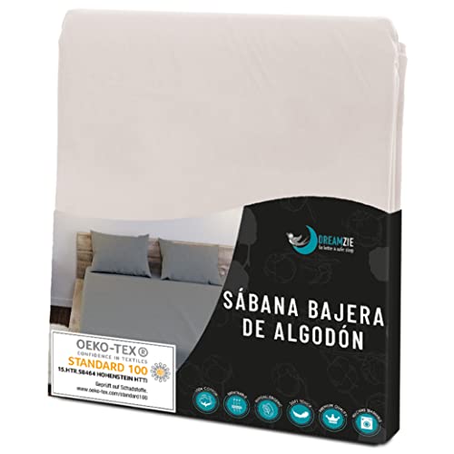 Sábanas Ajustables de algodón Beige - para colchón 150 x 190 x 27 cm - Certificado Libre de Productos químicos (Oeko Tex), Sábanas Ajustables con elástico Complete