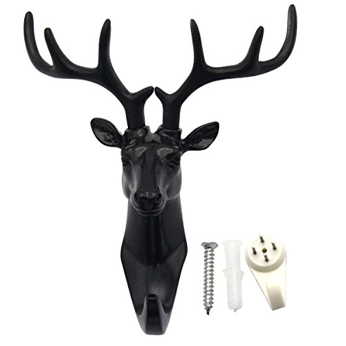 Cabeza de ciervo Evilandat, cornamenta para colgar en la pared, perchero con forma de animal, regalo decorativo., negro