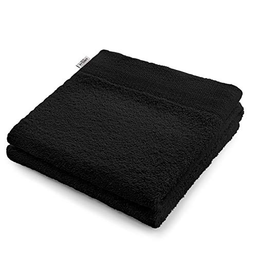AmeliaHome Toalla de Ducha 70 x 140 cm, Color Negro, 100% algodón, Calidad Absorbente, Amari