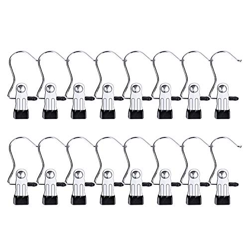 Homeerr - Percha para botas,16 piezas, acero inoxidable P1638087, para viajes, hogar, ropa, pinzas de lavandería, perchas multifuncionales, ganchos, sujetadores, calcetines, guantes, toallas