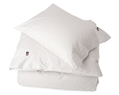Lexington - Ropa de cama, funda nórdica - Pin Point - Color: gris y blanco a rayas - algodón - 135 x 220 cm