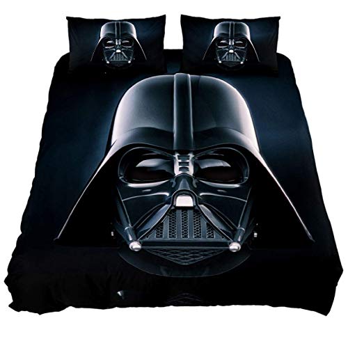 AMCYT Juego de cama doble, diseño de Darth Vader de Star Wars, juego de funda de edredón y funda de almohada (135 x 200 cm y 80 x 80 cm)