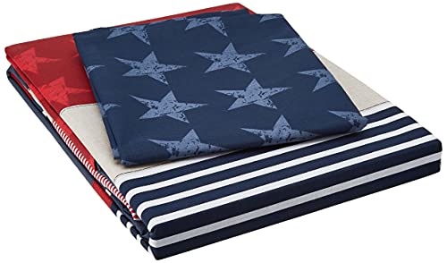 Catherine Lansfield Stars & Stripes - Funda nórdica y funda de almohada cama, 180 x 220 + 50 x 125, color azul