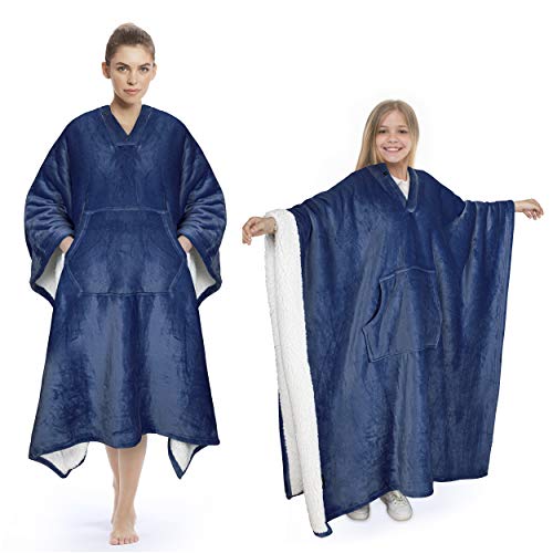 Catalonia Classy Sherpa Poncho Manta Super Suave Cómoda Felpa Wearable Fleece Manta para Adultos Mujeres Hombres Wrap Cover, 200 x 140 cm
