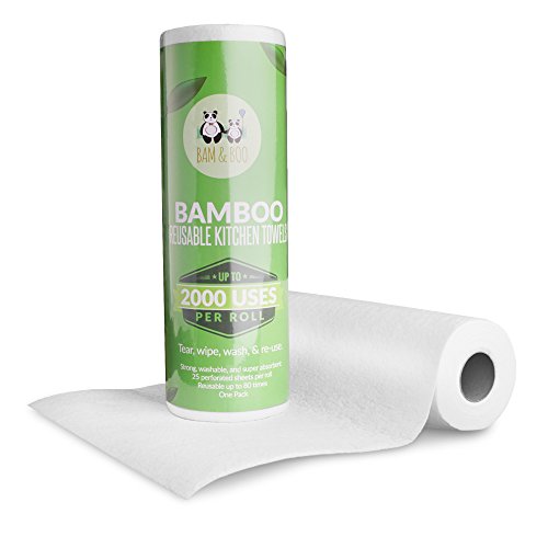 BAM & BOO 1 Paquete de Rollo de Papel de Bambú Reutilizable Hasta 85 Veces! - Toallas para un Hogar Ecológico