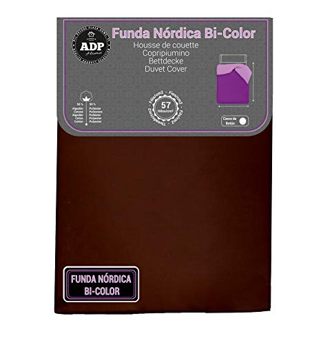 ADP Home - Funda nórdica Bi-Color, Calidad 144 Hilos, 12 Combinaciones, Cama de 150 cm - Color: Chocolate y Beige