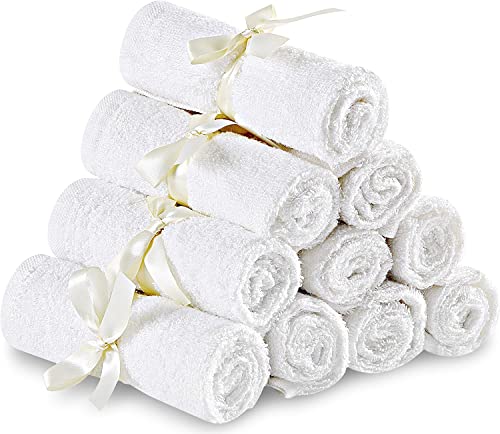 Utopia Towels - Juego de 10 Toallas Blancas de Viscosa de Bambú Orgánico - Toallas Ultra Suaves (25 x 25 cm reutilizables)