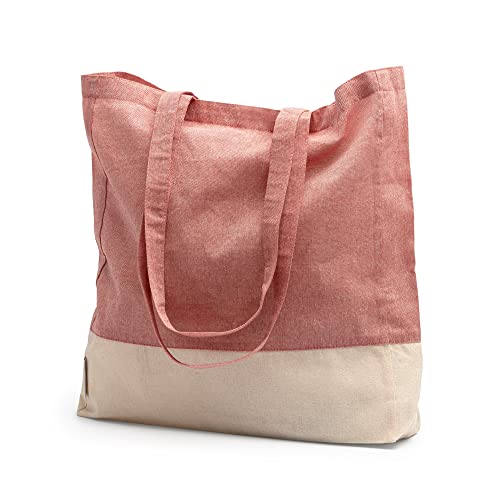 Bolsa Tela Tote Bag Grande – Bolsas de Tela Lisa Mujer – Tote Bag con Asas Largas de 70cm para Pintar – Bolsa Tela para Compra Reutilizable – Bolso Tote Bag de Algodón Reciclado Ecológico – Rojo