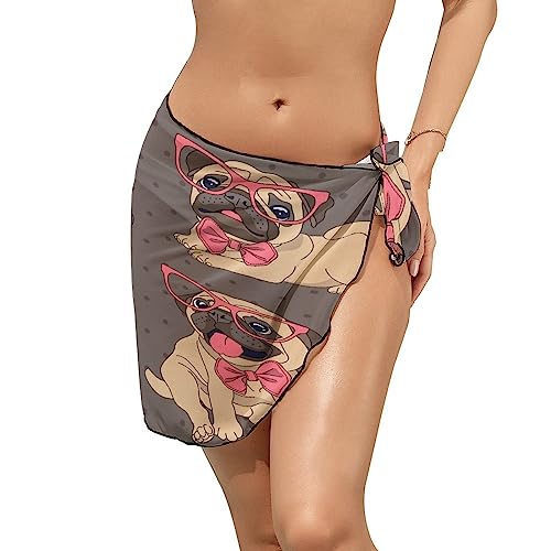 Lindo Perrito Con Lazo Rosa Mujer Sarong Pareo Toalla De Playa Traje De Baño Falda Envolvente Corta Bikini Cover Up Vestido De Playa S, Multi 01, M