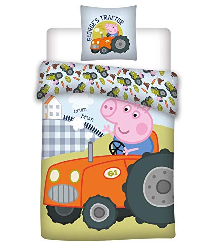 AYMAX S.P.R.L. Juego de cama infantil de Peppa Pig George de 135 x 200 cm y funda de almohada de 80 x 80 cm