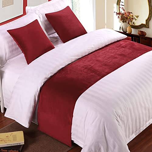 Caminos de cama individuales de terciopelo suave, decoración de ropa de cama, colcha de lujo rojo, camino de cama para pie de cama, bufanda, toalla de extremo de cama, 180 x 50 cm