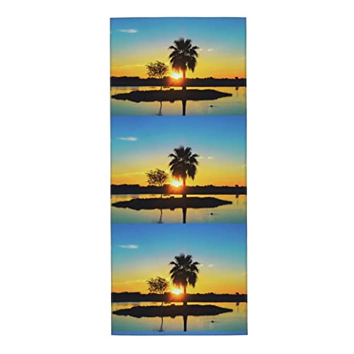 Toalla absorbente Sunset Palm de 12 x 27.5 pulgadas para baño, playa, despedida de soltera, lavable a máquina y reutilizable