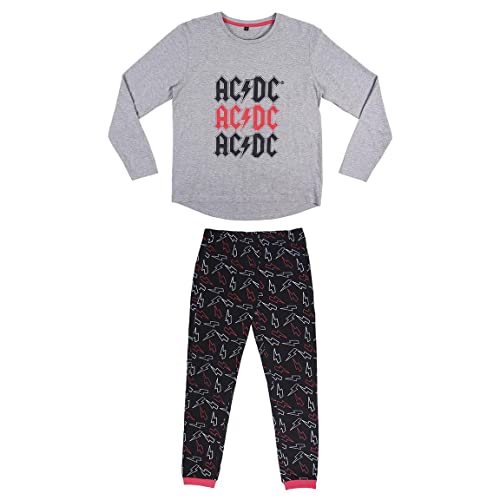 CERDÁ LIFE'S LITTLE MOMENTS Mujer AC/DC-Pijama de Invierno 100% Algodón-Licencia Oficial Disney, Gris, Talla M