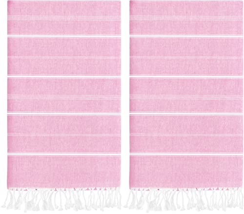 Utopia Towels Pack de 2 Toallas de Playa Turcas (100x180 CM), 100% Algodón Sin Arena Absorbente Ligera Manta de Playa de Secado Rápido para Viaje y Piscina (Rosa)