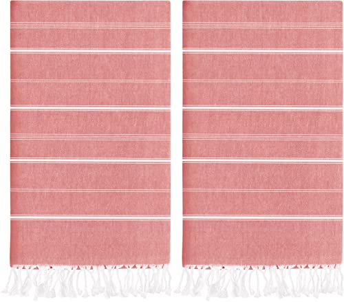 Utopia Towels Paquete de 2 Toallas de Playa Turcas (100x180 CM), 100% Algodón Manta de Playa de Secado Rápido Absorbente Ligera y Sin Arena para Viaje y Piscina (Rojo)