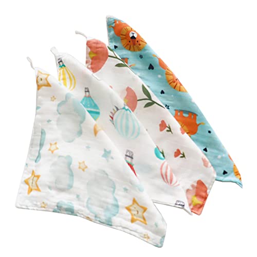 Newwyt Baby Face-Towel Burp Cloth Print Pañuelo Niños pequeños Transpirable Bamboo Cotton Wash Cloth Toalla Toalla Toalla con Gancho 70% Fibra de bambú 30% algodón