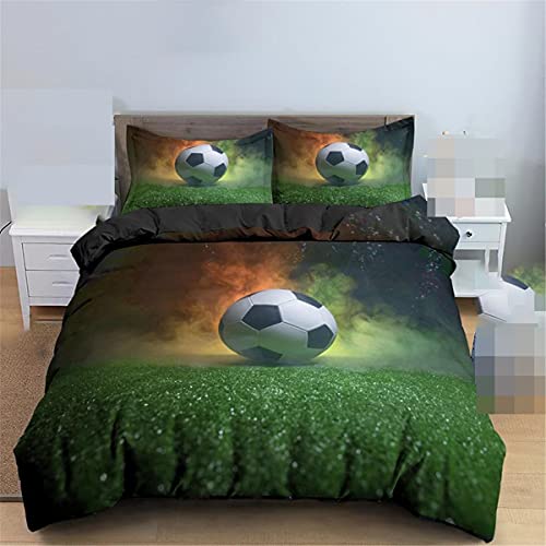 Juego de cama de fútbol 3D funda de edredón y funda de almohada