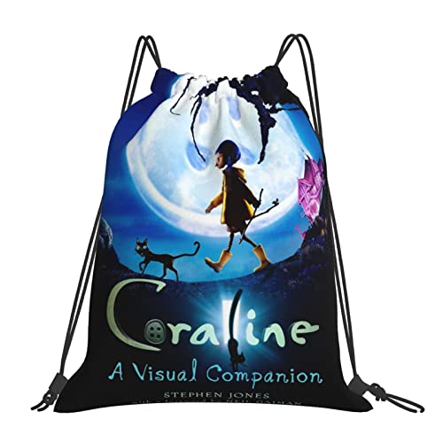 Lawenp Mochila - Coraline Sackpack Draw String Bag Cinch Resistente al agua Bolsa de playa para mujeres Niñas Niños Gimnasio Compras Deporte Yoga