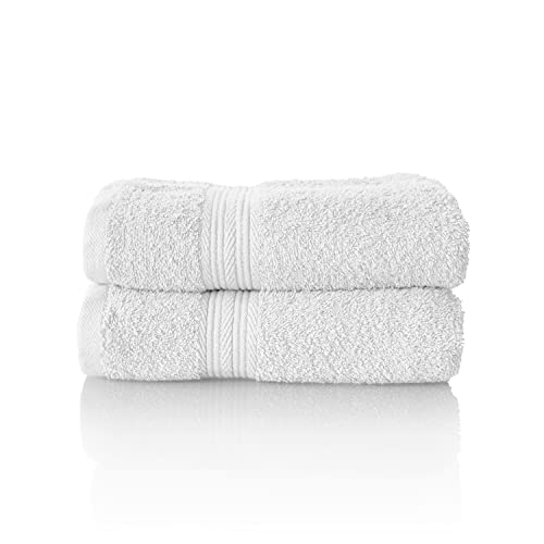 ALCLEAR International - Juego de Toallas de Rizo (100% algodón ecológico, 6 Colores y 5 tamaños, 2 Toallas de Mano de 50 x 100 cm) Color Blanco (29HW)