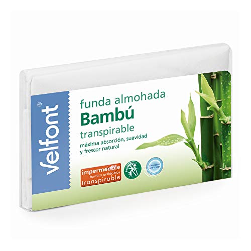 Velfont Funda Almohada Bambu Impermeable Transpirable hipoalergenica Tratamiento aloevera y Bambu Todas Las Medidas (90cm)
