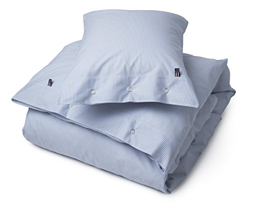 Lexington - Funda de almohada, diseño de punto de pin, color azul y blanco, de algodón, a rayas, 40 x 80 cm