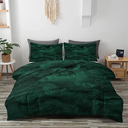 Juego Sábanas De Cama Estampadas 3 Piezas - Verde Esmeralda Nórdica Cubierta Set Mármol Estampado Edredón Cubierta Hojas De Ginkgo Juego De Sábanas Verde Bosque Fundas De Almohada Traje Para Ni