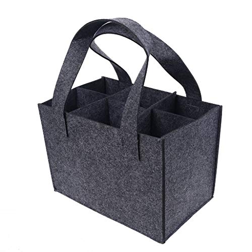 SUCHUANGUANG 6 Bottle Wine Carrier Tote Reusable Grocery Bags for Travel Camping Picnic Storage Bag Black