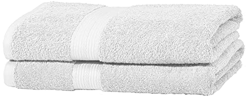 Amazon Basics Juego de toallas (colores resistentes), 2 Unidad, toalla de baño, color blanco